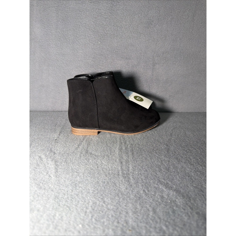 Cat & Jack Black Faux Suede Ankle Boots Size 11 Side Zip Penelope NWT
